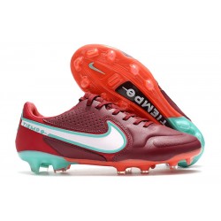 Chaussure Nike Tiempo Legend IX Elite FG Rouge Equipe Blanc Hibiscus Mystique