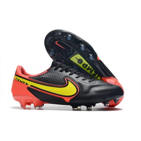 Chaussure Nike Tiempo Legend IX Elite FG Noir Jaune Rouge