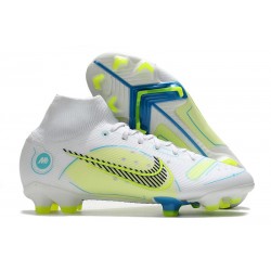 Nike Mercurial Superfly 8 Elite DF FG Blanc Jaune Bleu