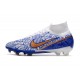 Chaussure Nike Air Zoom Mercurial Superfly 9 Elite FG Blanc Bleu Or