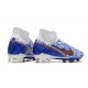 Chaussure Nike Air Zoom Mercurial Superfly 9 Elite FG Blanc Bleu Or