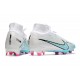 Chaussure Nike Air Zoom Mercurial Superfly 9 Elite FG Blanc Bleu