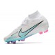 Chaussure Nike Air Zoom Mercurial Superfly 9 Elite FG Blanc Bleu