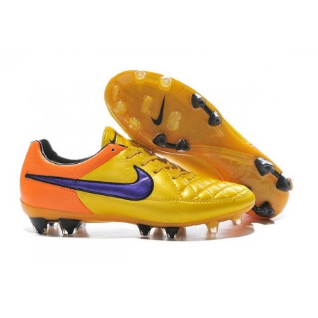 Nouvelle Chaussure de Football Nike Tiempo Legend V FG Orange Laser Violet Persan