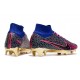 Chaussure Nike Air Zoom Mercurial Superfly 9 Elite FG Rose Bleu Violet