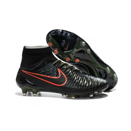 2015 Chaussures Mercurial Magista Obra FG Pas Cher Noir Vert Hyper Rouge