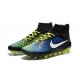 2015 Chaussures Mercurial Magista Obra FG Pas Cher Bleu Noir Blanc Jaune