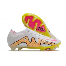 Nike Air Zoom Mercurial Vapor 15 Elite FG Blanc Rose Jaune