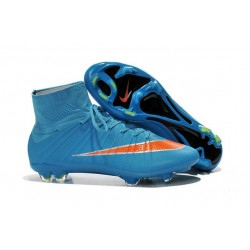 2015 Homme Chaussures Football Mercurial Superfly FG Bleu Orange