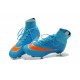 2015 Homme Chaussures Football Mercurial Superfly FG Bleu Orange