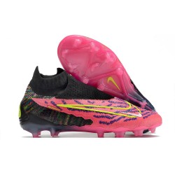 Chaussure Nike Phantom GX Elite DF FG Rose Noir Jaune