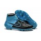 2015 Chaussures Mercurial Magista Obra FG Pas Cher Cuir Bleu Noir