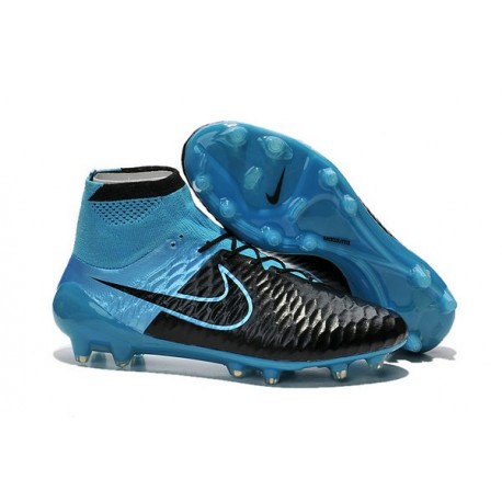 2015 Chaussures Mercurial Magista Obra FG Pas Cher Cuir Bleu Noir