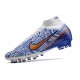 Nike Zoom Mercurial Superfly IX Elite AG Blanc Bleu Or