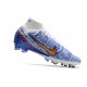 Nike Zoom Mercurial Superfly IX Elite AG Blanc Bleu Or