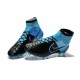 2015 Chaussures Mercurial Magista Obra FG Pas Cher Cuir Bleu Noir