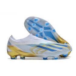 Crampon adidas X Crazyfast.1 LL FG Blanc Bleu Or