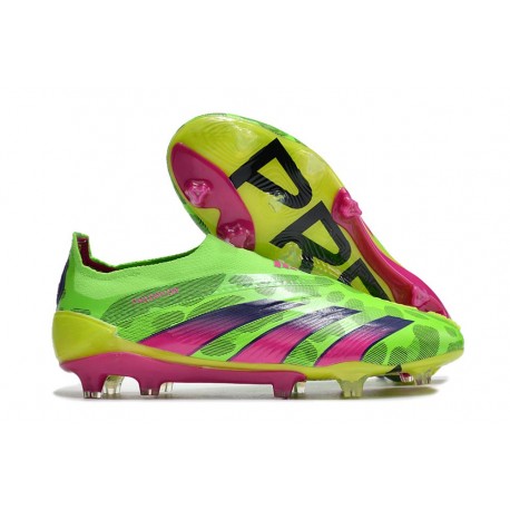 adidas Predator Elite Laceless FG Vert Solaire Equipe Jaune Choc Equipe Citron Lucide