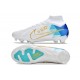 Nike Zoom Mercurial Superfly 9 Elite FG Blanc Bleu Or