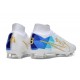Nike Zoom Mercurial Superfly 9 Elite FG Blanc Bleu Or