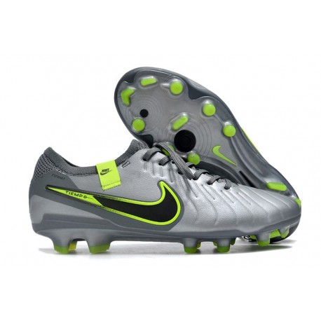 Chaussure Nike Tiempo Legend X Elite FG Gris Noir Vert