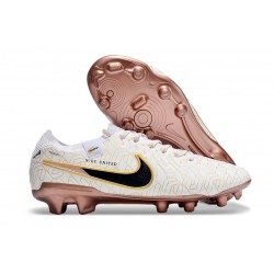 Chaussure Nike Tiempo Legend X Elite FG Blanc Or Noir