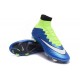 2015 Homme Chaussures Football Mercurial Superfly FG Blue Volt Blanc Noir