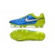 2015 Chaussures Nike Tiempo Legend V FG Homme Bleu Lagon Blanc Volt Noir