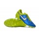 2015 Chaussures Nike Tiempo Legend V FG Homme Bleu Lagon Blanc Volt Noir