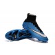 2015 Chaussures Mercurial Superfly IV FG Nouvelle Blanc Bleu Noir