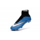 2015 Chaussures Mercurial Superfly IV FG Nouvelle Blanc Bleu Noir