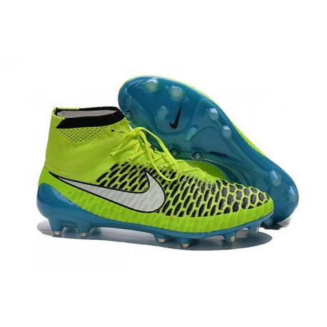 Nouvelle Homme Cramspon de Foot Nike Magista Obra FG Volt Blanc Bleu Lagon Noir