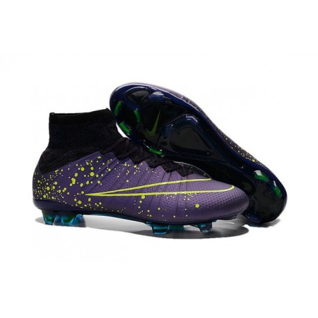 2015 Chaussures Mercurial Superfly IV FG Nouvelle Violet Volt Bleu Vert Noir