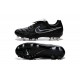 Chaussure de Football Nike Tiempo Legend V FG Pas Cher Totti Premium Argenté Noir