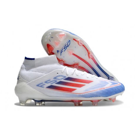 Adidas F50 Elite Mid FG Nouveau Blanc Rouge Bleu