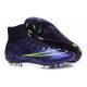 2015 Homme Chaussures Football Mercurial Superfly FG Cuir Vert Violet