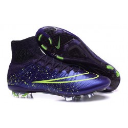 2015 Homme Chaussures Football Mercurial Superfly FG Cuir Vert Violet