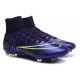 2015 Homme Chaussures Football Mercurial Superfly FG Cuir Vert Violet