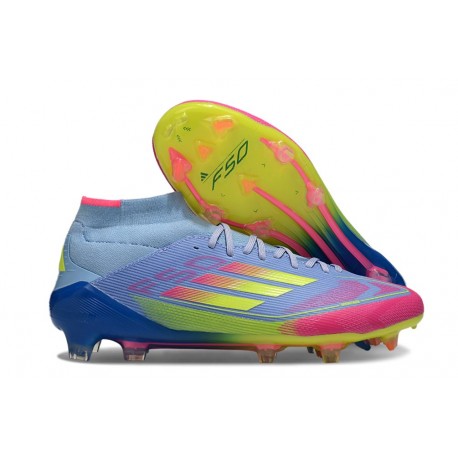 Adidas F50 Elite Mid FG Nouveau Bleu Fusion Citron Lucide Rose Lucide