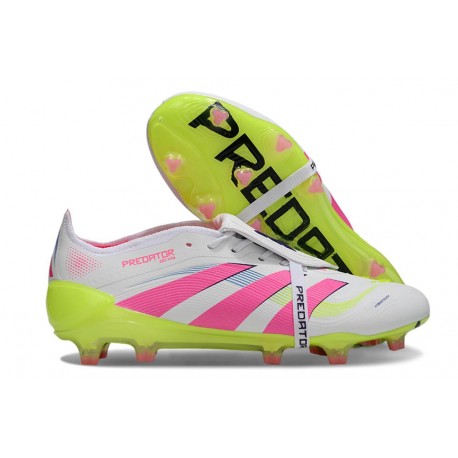 Adidas Predator 25 Elite Tongue FG Blanc Rose Lucide Citron Lucide