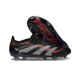 adidas Predator Elite FG Homme Crampons Noir Gris Quatre Rouge Lucide