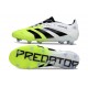 adidas Predator Elite FG Homme Crampons Blanc Noir Citron Lucid