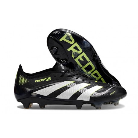 adidas Predator Elite FG Homme Crampons Noir Blanc Citron Lucid