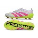 adidas Predator Elite FG Homme Crampons Blanc Rose Lucide Citron Lucide