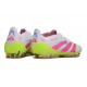 adidas Predator Elite FG Homme Crampons Blanc Rose Lucide Citron Lucide