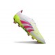 adidas Predator Elite FG Homme Crampons Blanc Rose Lucide Citron Lucide