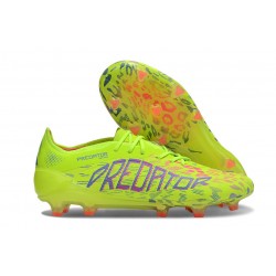 adidas Predator Elite FG Homme Crampons Citron Lucide Rose Bleu Fusion