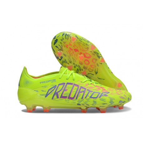 adidas Predator Elite FG Homme Crampons Citron Lucide Rose Bleu Fusion