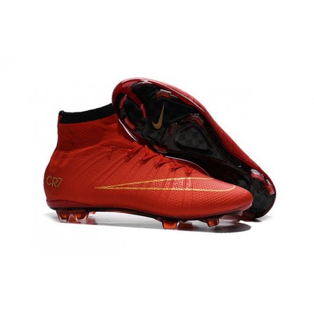 2015 Chaussures Mercurial Superfly IV FG Nouvelle Rouge Or Noir