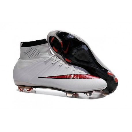 2015 Homme Chaussures Football Mercurial Superfly FG Blanc Rouge Noir